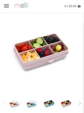 NEW MELII Snackle Box Mini 6-Compartment Food Storage - Light Pink